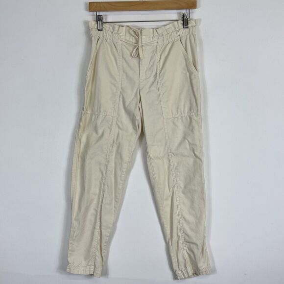 Madewell Cream Beige Drawstring Paper Bag Tapered Ankle‎ Pants Women's XS - Picture 1 of 8